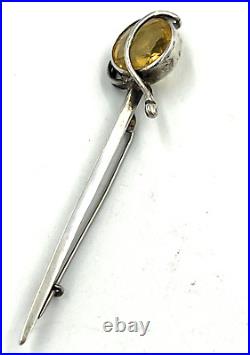 Antique Scottish Silver Hallmarked Silver & Citrine Dirk Sword Brooch Pin