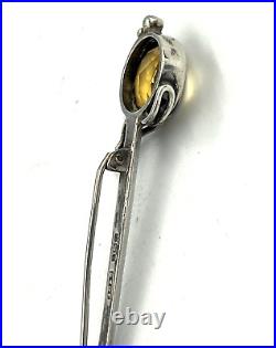 Antique Scottish Silver Hallmarked Silver & Citrine Dirk Sword Brooch Pin