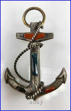 Antique Scottish Sterling SIlver Jewerly Pin Brooch Anchor Kilt