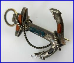 Antique Scottish Sterling SIlver Jewerly Pin Brooch Anchor Kilt