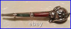 Antique Scottish Sterling Silver & Agate BASKET HILT SWORD Pin/Brooch BOXED