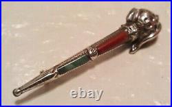 Antique Scottish Sterling Silver & Agate BASKET HILT SWORD Pin/Brooch BOXED