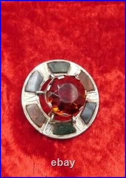 Antique Scottish? Sterling Silver Agate Brooch. Free UK P&P