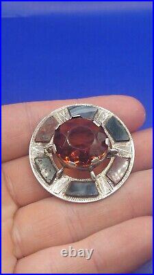 Antique Scottish? Sterling Silver Agate Brooch. Free UK P&P