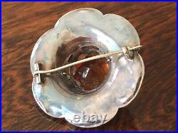 Antique Scottish Sterling Silver Agate Cairngorm Citrine Plaid Brooch 2 Inches