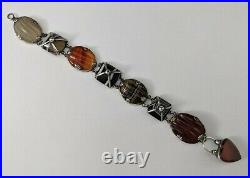 Antique Scottish Sterling Silver & Agate Padlock Bracelet