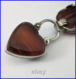 Antique Scottish Sterling Silver & Agate Padlock Bracelet