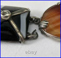 Antique Scottish Sterling Silver & Agate Padlock Bracelet