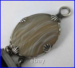 Antique Scottish Sterling Silver & Agate Padlock Bracelet