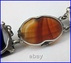 Antique Scottish Sterling Silver & Agate Padlock Bracelet