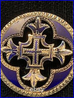 Antique Scottish Sterling Silver Celtic Cross Royal Blue Brooch Kilt Pin