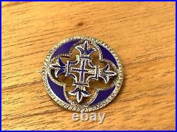 Antique Scottish Sterling Silver Celtic Cross Royal Blue EnameledBrooch Kilt Pin