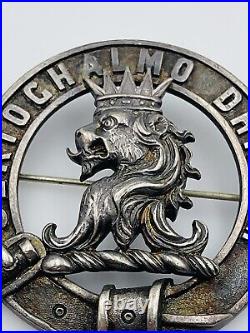Antique Scottish Sterling Silver Crowned Lion Seriochalmo Dhream Kilt Pin