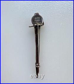 Antique Scottish Sterling Silver Montrose Agate Onyx Dirk Dagger Brooch Pin 2.4