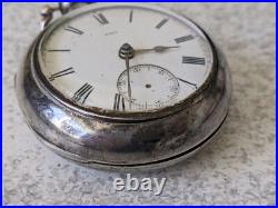 Antique Scottish Sterling Silver Pocket Watch John Mcleod Aberdeen Needs Work