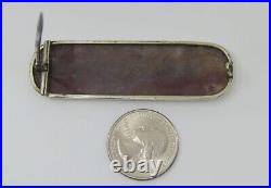 Antique Scottish Sterling Silver Translucent Agate Oval Cloak Kilt Pin Brooch