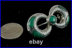 Antique Scottish Sterling Silver and Malachite Pin/Brooch