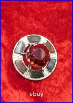 Antique Scottish Sterling925 Silver Agate Brooch. Free UK P&P