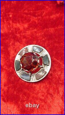 Antique Scottish Sterling925 Silver Agate Brooch. Free UK P&P