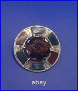 Antique Scottish Sterling925 Silver Agate Brooch. Free UK P&P