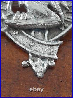 Antique Scottish Stewart Clan Badge Sterling Silver Plaid Brooch 19th Century