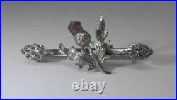 Antique Scottish Thistle Brooch Sterling Silver Amethyst 1875 Birmingham C&N