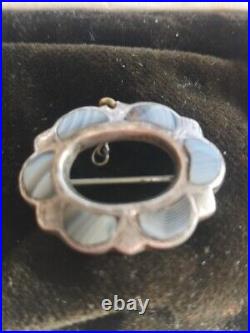 Antique Scottish Victorian Montrose Agate Silver Brooch Pin Pendant c1860 RARE