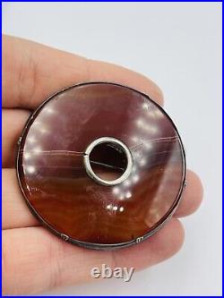 Antique Scottish Victorian Sterling Silver Red Banded Agate Pin