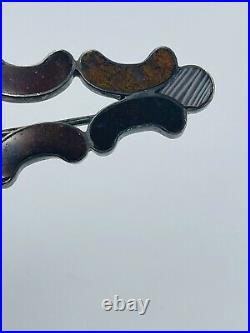 Antique Scottish Victorian Sterling Silver Unusual Agate Pin