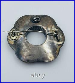 Antique Scottish Victorian Sterling Silver Unusual Multi Agate Pin