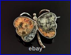 Antique Scottish agate and Silver Butterfly brooch