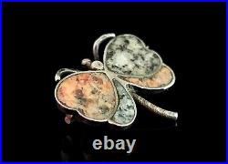 Antique Scottish agate and Silver Butterfly brooch