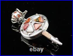 Antique Scottish agate sword and shield brooch, silver, Victorian