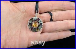 Antique Scottish citrine and Garnet pendant, Sterling silver