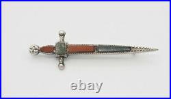 Antique Scottish dagger knife dirk sterling silver bloodstone kilt pin Scotland