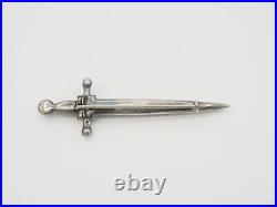 Antique Scottish dagger knife dirk sterling silver bloodstone kilt pin Scotland