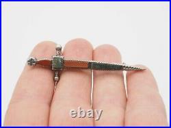 Antique Scottish dagger knife dirk sterling silver bloodstone kilt pin Scotland