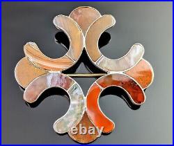 Antique Scottish pebble agate brooch, Celtic cross, Victorian