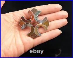 Antique Scottish pebble agate brooch, Celtic cross, Victorian