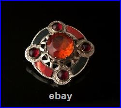 Antique Scottish silver brooch, hardstone and paste, Victorian