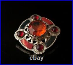 Antique Scottish silver brooch, hardstone and paste, Victorian