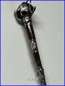 Antique Silver Agate Scottish Basket Hilt Sword Pin Brooch Kilt Clan Scotland