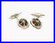 Antique Silver Scottish Agate Cufflinks Sterling Raised Fronts Gift Boxed