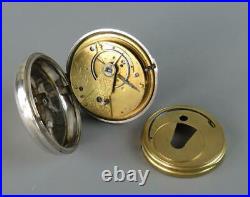 Antique Silver Scottish Fusee Pair Cased Pocket Watch Robt. Murray Lauder 1846
