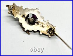 Antique Silver/Scottish Iona Marble Brooch and Paste Thistle Pebble Brooch/Pin