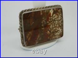 Antique Sterling Silver 925 Scottish Dendritic Moss Agate Large Pin Brooch Antique Sterling Silver 925 Scottish Dendritic Moss Agate Large Pin Brooch