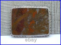 Antique Sterling Silver 925 Scottish Dendritic Moss Agate Large Pin Brooch Antique Sterling Silver 925 Scottish Dendritic Moss Agate Large Pin Brooch
