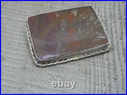 Antique Sterling Silver 925 Scottish Dendritic Moss Agate Large Pin Brooch