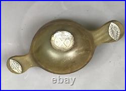 Antique Sterling Silver And Horn Scottish Masonic Whisky Quaich C1910