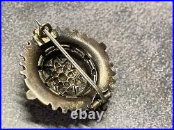 Antique Sterling Silver Brooch Scottish Mourning Round Star Design 2.67g